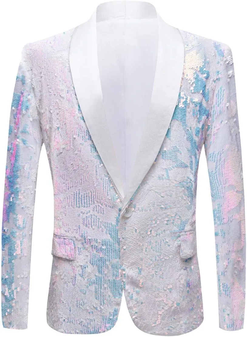 Men Fashion Purple Colorful Velvet Sequins Blazer