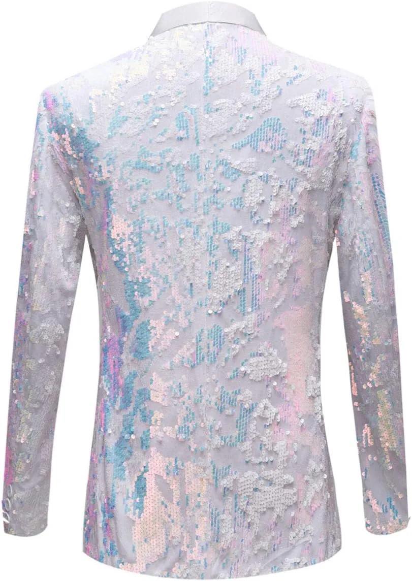 Men Fashion Purple Colorful Velvet Sequins Blazer