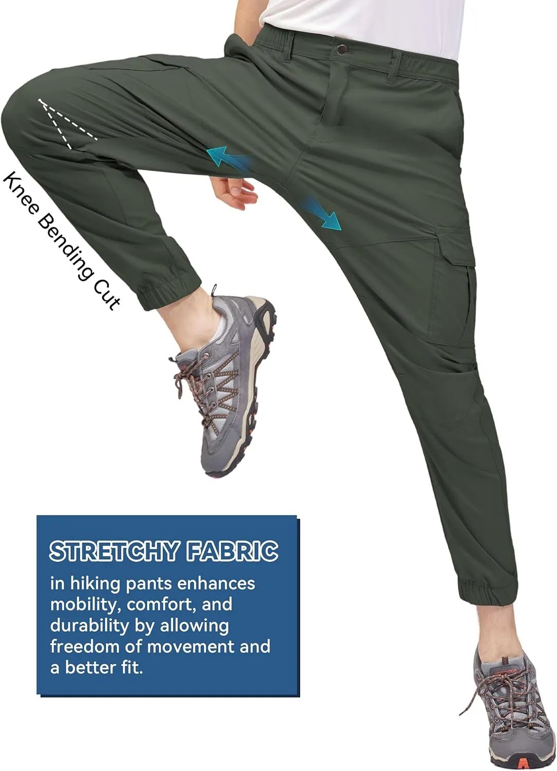 Men Waterproof Hiking Pants,Slim Fit Hiking Joggers for Mens, Stretch Lightweight Cargo Pants with Pockets