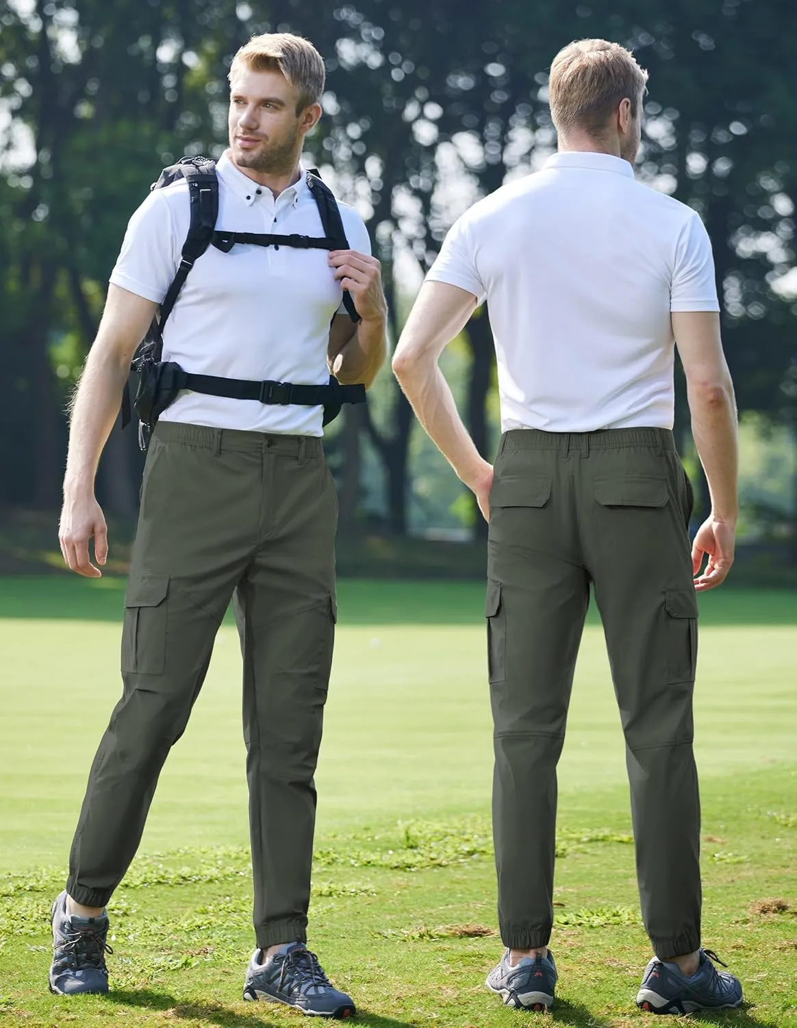 Men Waterproof Hiking Pants,Slim Fit Hiking Joggers for Mens, Stretch Lightweight Cargo Pants with Pockets