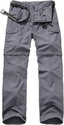 Mens Hiking Convertible Pants Quick Dry Zip Off Lightweight Cargo Fishing Work Pants Trousers with Belt