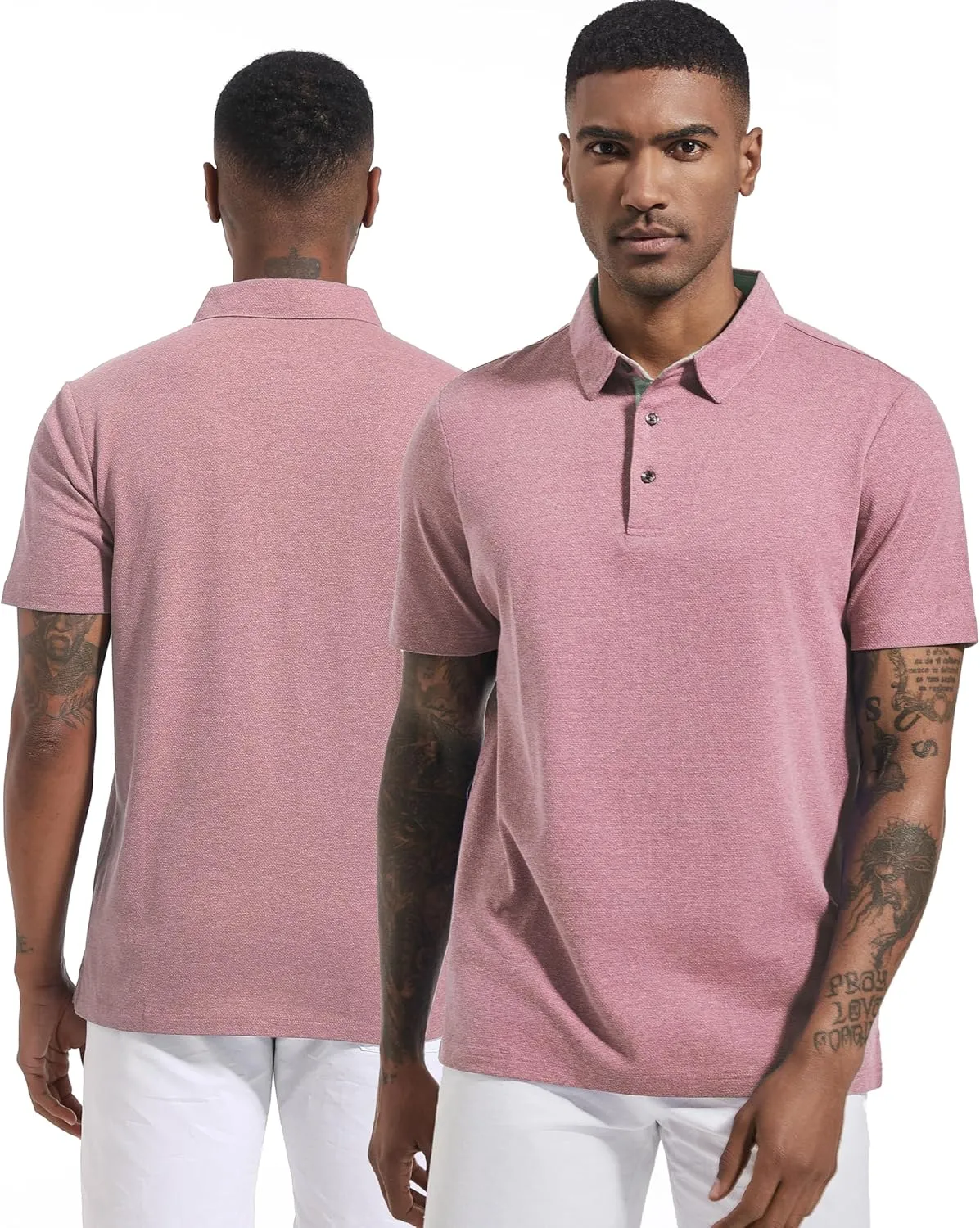 Men's Polo Shirts Short Sleeve Cotton Blend Moisture Wicking Dry Fit Performance Collared Golf Shirts for Men