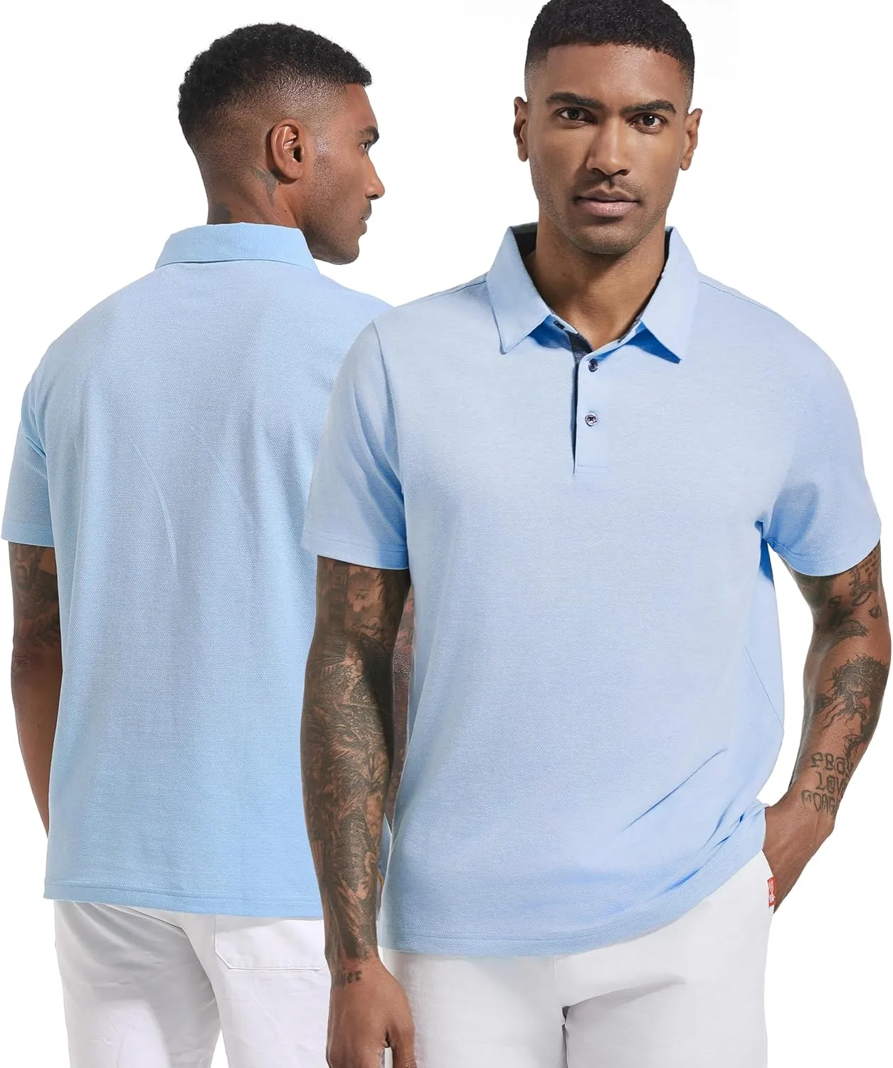 Men's Polo Shirts Short Sleeve Cotton Blend Moisture Wicking Dry Fit Performance Collared Golf Shirts for Men