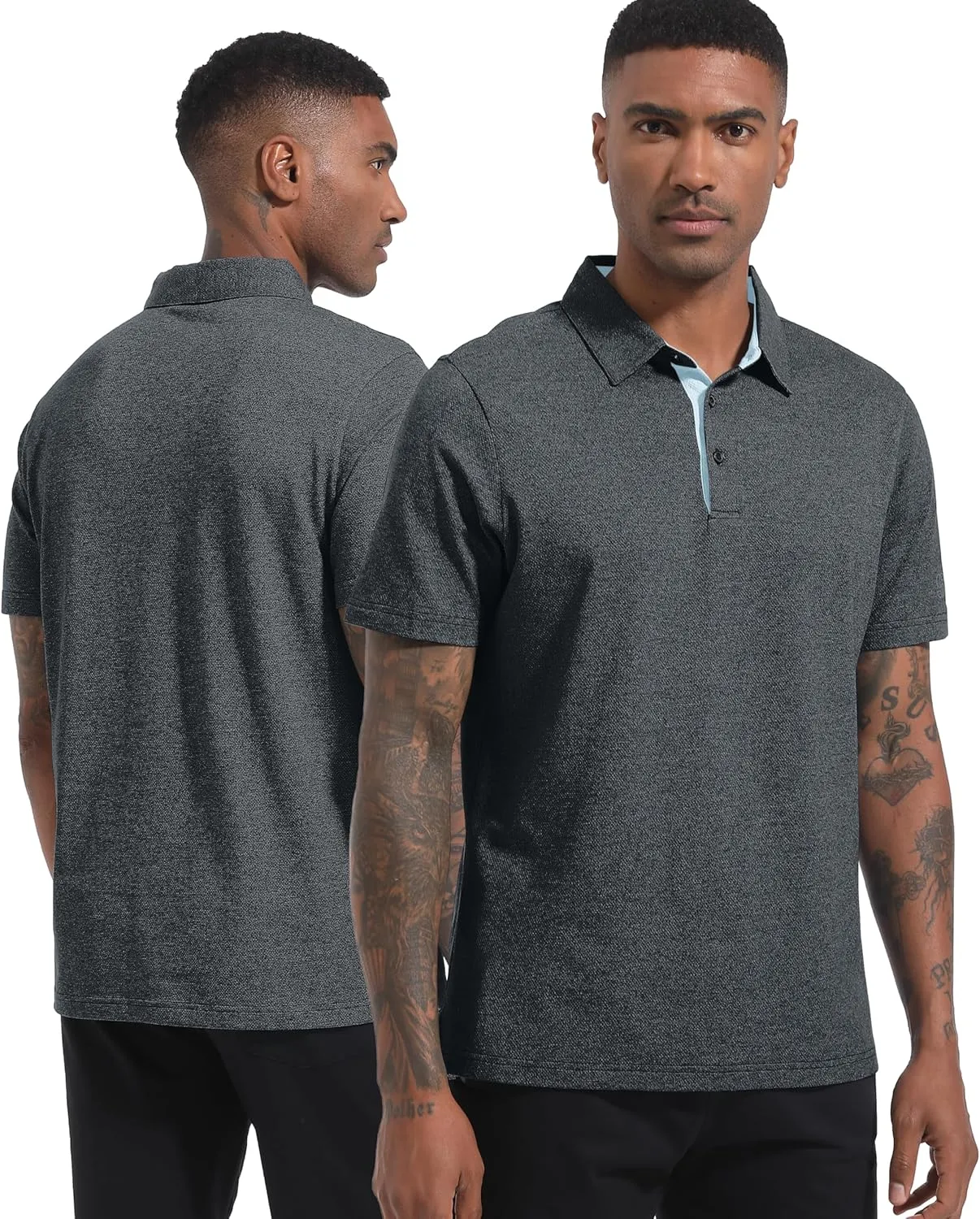 Men's Polo Shirts Short Sleeve Cotton Blend Moisture Wicking Dry Fit Performance Collared Golf Shirts for Men