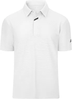 Men's Short Sleeve Polo Shirt Stretch Solid Performance Golf Shirts Moisture Wicking Athletic Casual Collared T-Shirt