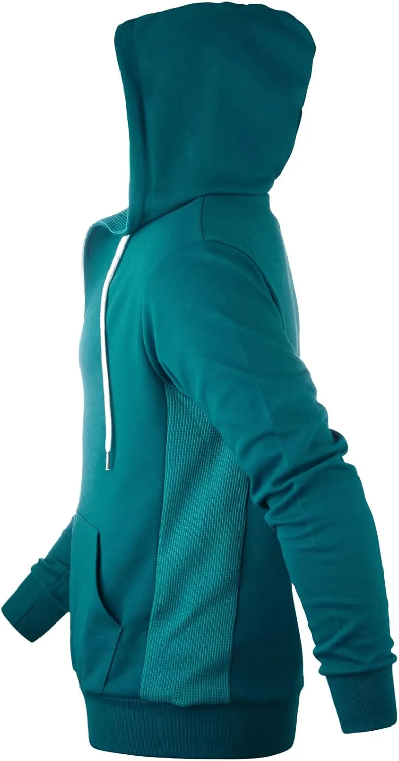 Mens Slim Fit Long Sleeve Lightweight Zip-up Hoodie Mixed Waffle Knit with Kangaroo Pocket