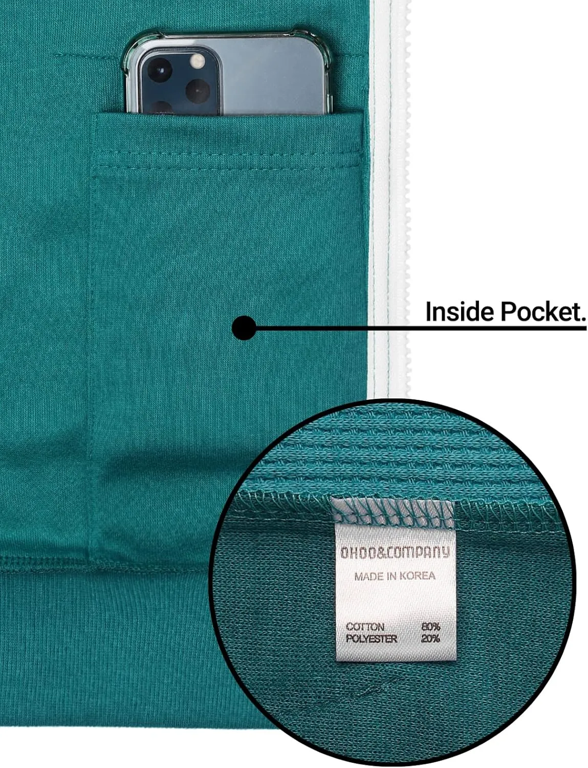 Mens Slim Fit Long Sleeve Lightweight Zip-up Hoodie Mixed Waffle Knit with Kangaroo Pocket