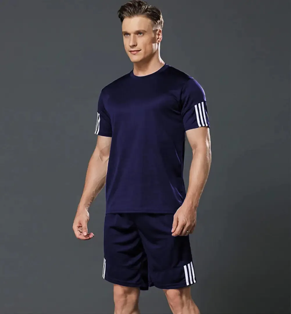 Men's Sports T Shirt  Shorts Set - Navy Blue