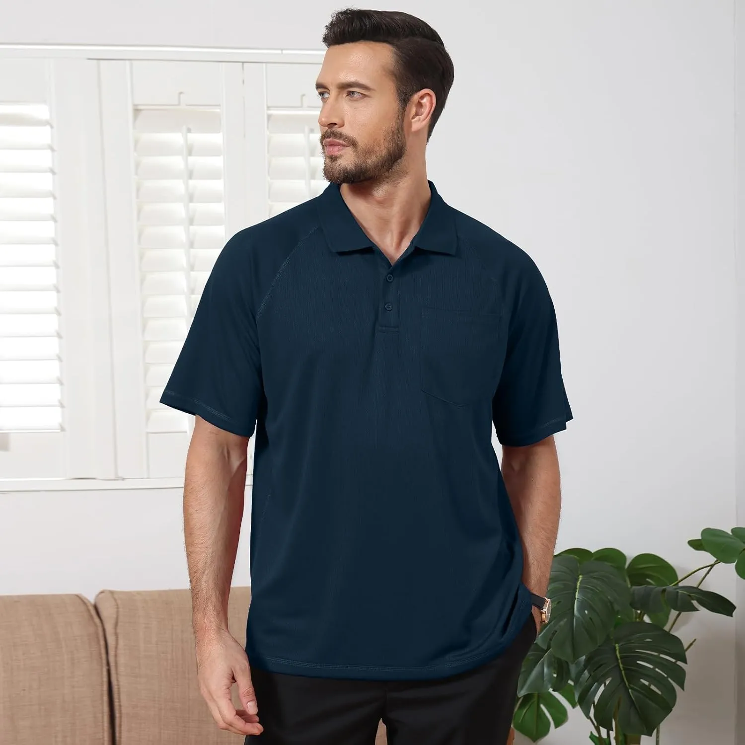 MOHEEN Men's Golf Shirts Short Sleeve Moisture Wicking Polo T-Shirts Athletic Quick Dry Fit Performance Collared UPF 50 