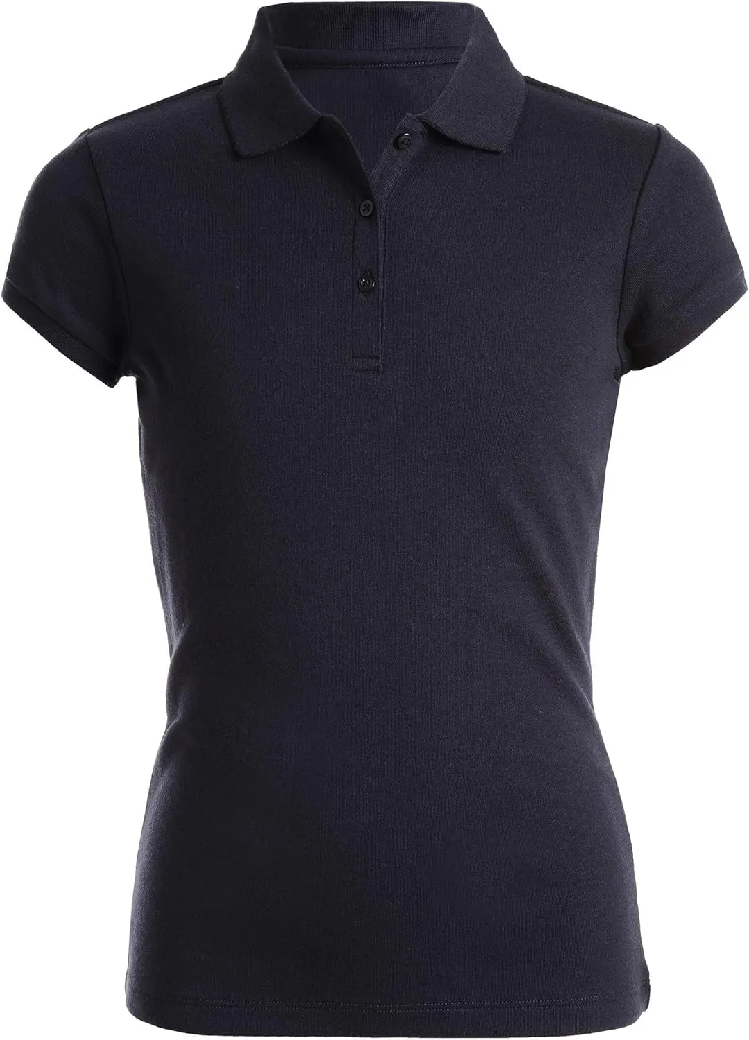 Nautica Girls' School Uniform Short Sleeve Polo Shirt, Button Closure, Soft Pique Fabric