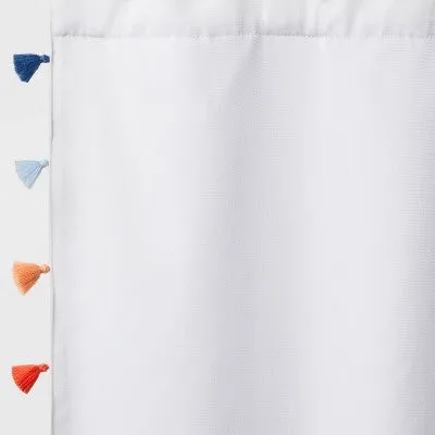 New - 95" Blackout Tassel Kids' Curtain Panel White - Pillowfort