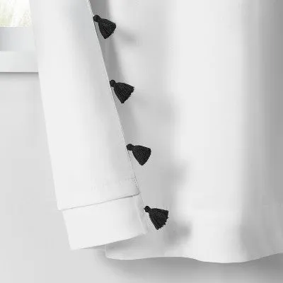 New - 95" Blackout Tassel Kids' Curtain Panel White/Black - Pillowfort
