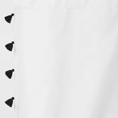 New - 95" Blackout Tassel Kids' Curtain Panel White/Black - Pillowfort