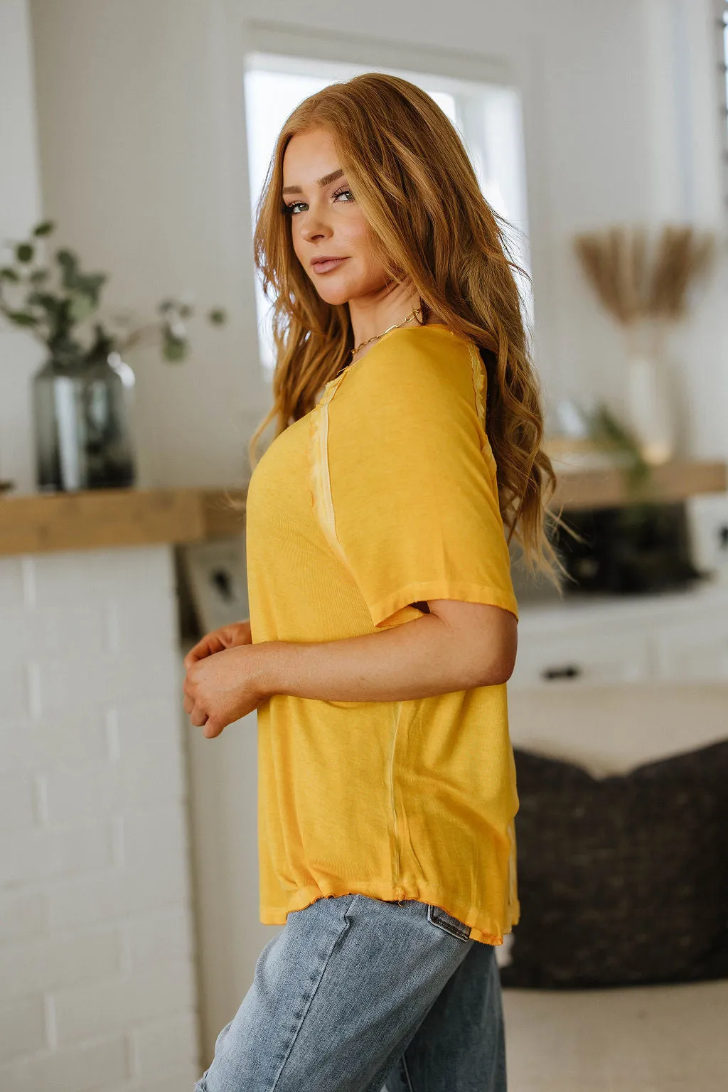 New Editions Mineral Wash T Shirt Yellow