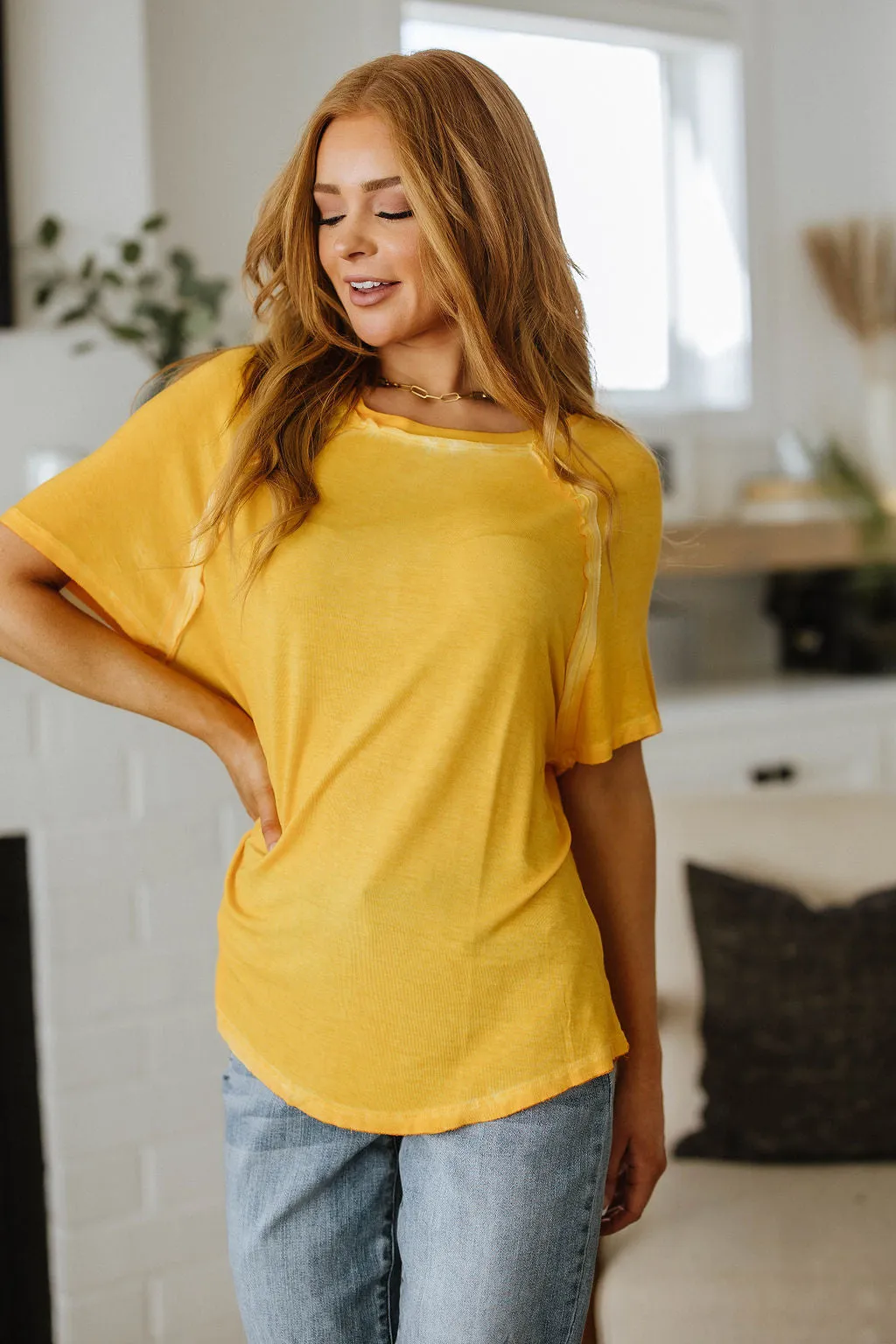 New Editions Mineral Wash T Shirt Yellow