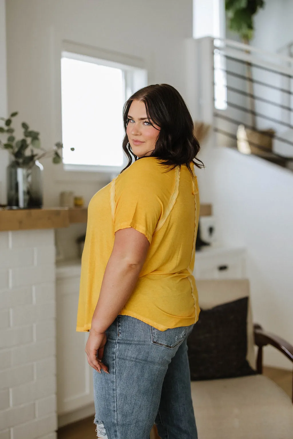 New Editions Mineral Wash T Shirt Yellow