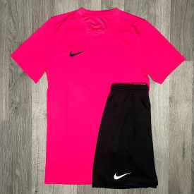 Nike Dri Fit Set - Tee & Shorts - Pink / Black