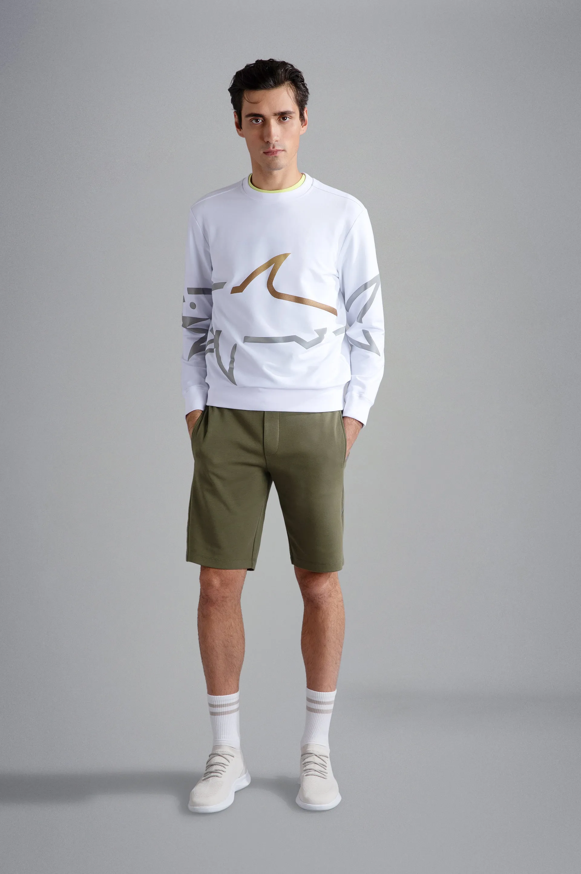 Paul & Shark Sweatshirt with Maxi Shark Print | White