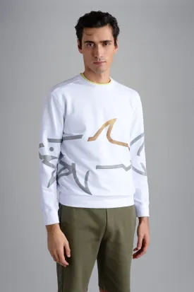 Paul & Shark Sweatshirt with Maxi Shark Print | White