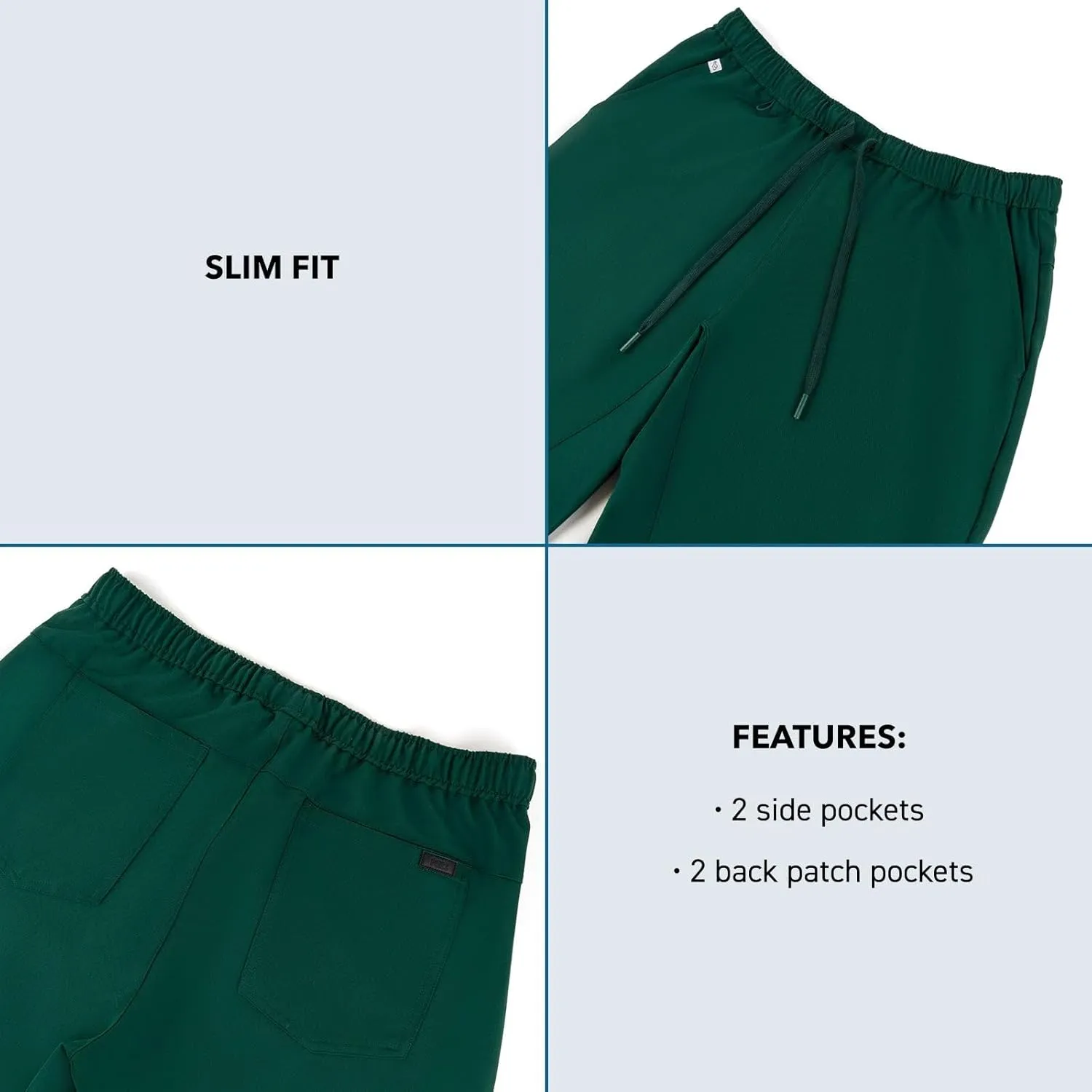 Peelz Ted 4-Pocket Jogger Scrub Pants for Men - Elastic Waistband, Drawstring Tie, Soft Men's Scrubs, Slim Fit