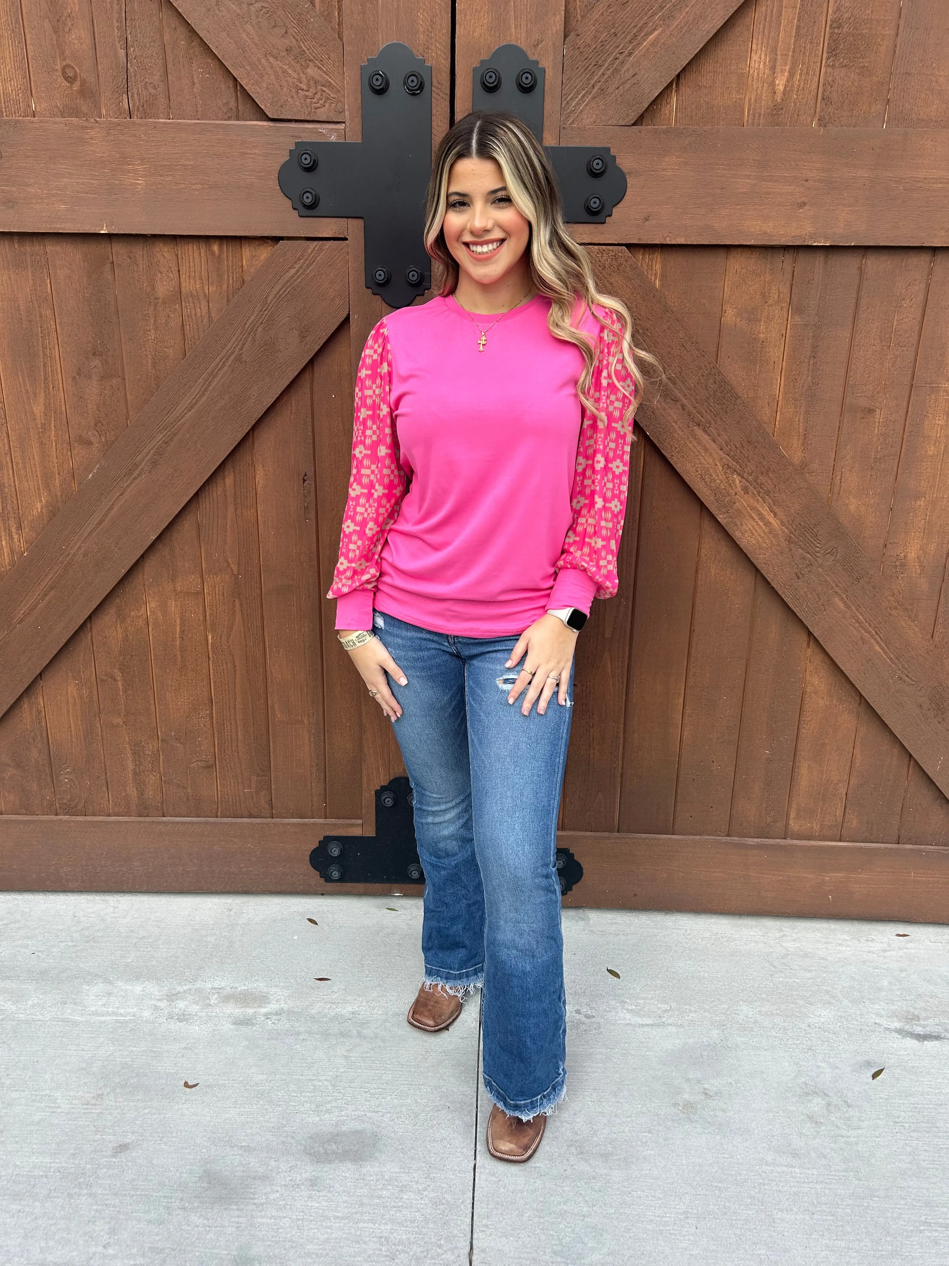 Pink Aztec Blouse