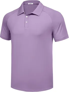 PINSPARK Mens Golf Polo Shirts Performance Quick-Dry Moisture-Wicking Collared Shirts Short Sleeve Buttons Casual Polo Shirts