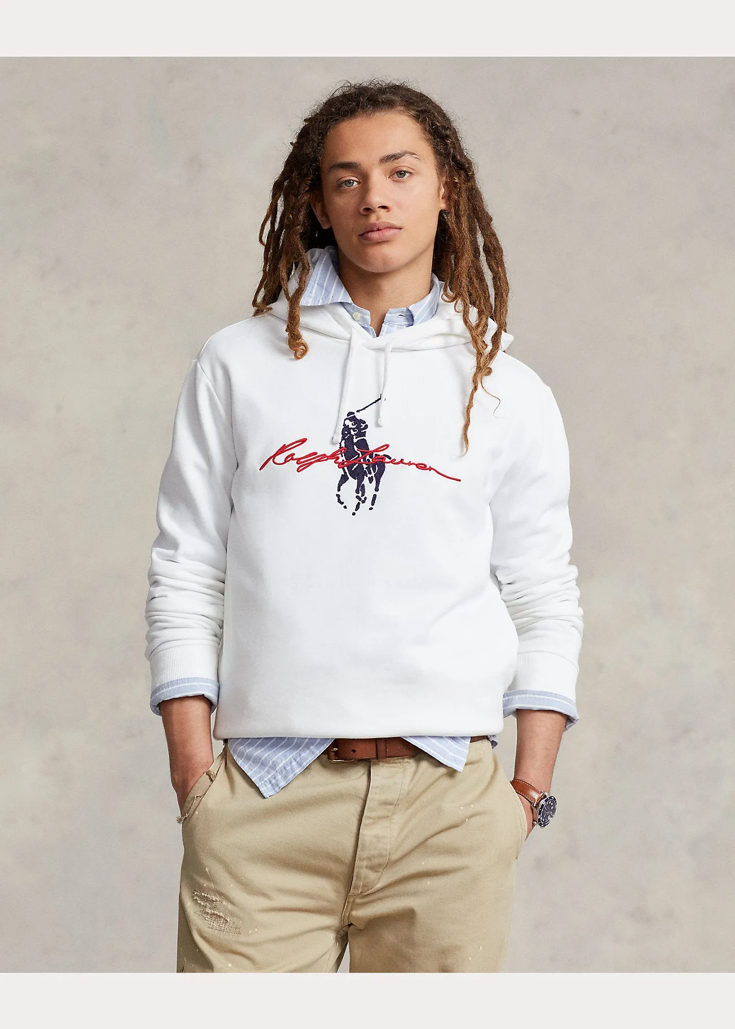 Ralph Lauren Big Pony Logo Fleece Hoodie | White