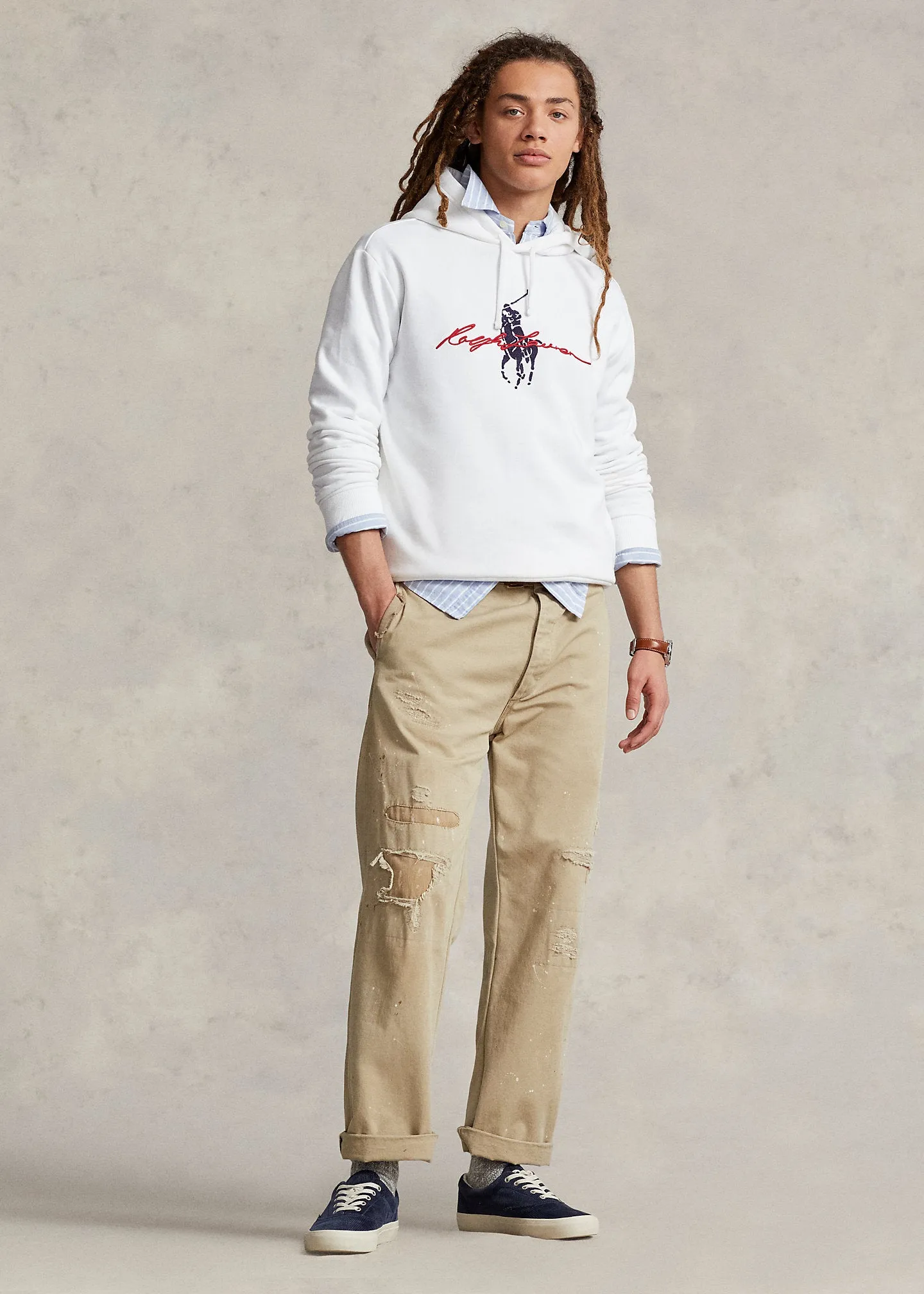 Ralph Lauren Big Pony Logo Fleece Hoodie | White