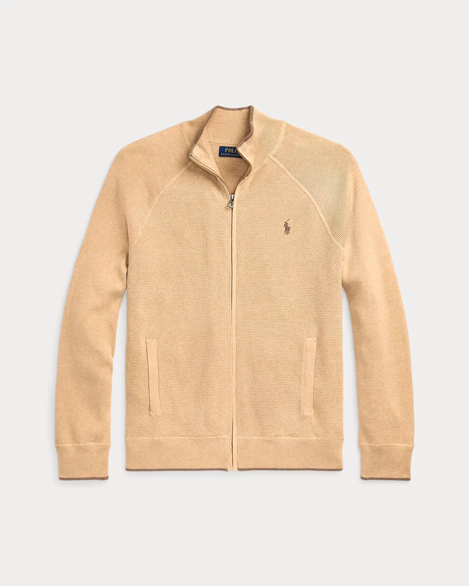 Ralph Lauren Textured Cotton Full-Zip Jumper | Camel Melange