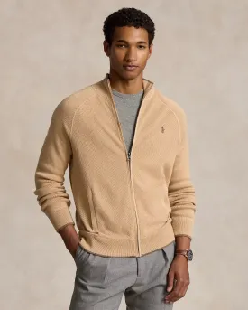 Ralph Lauren Textured Cotton Full-Zip Jumper | Camel Melange