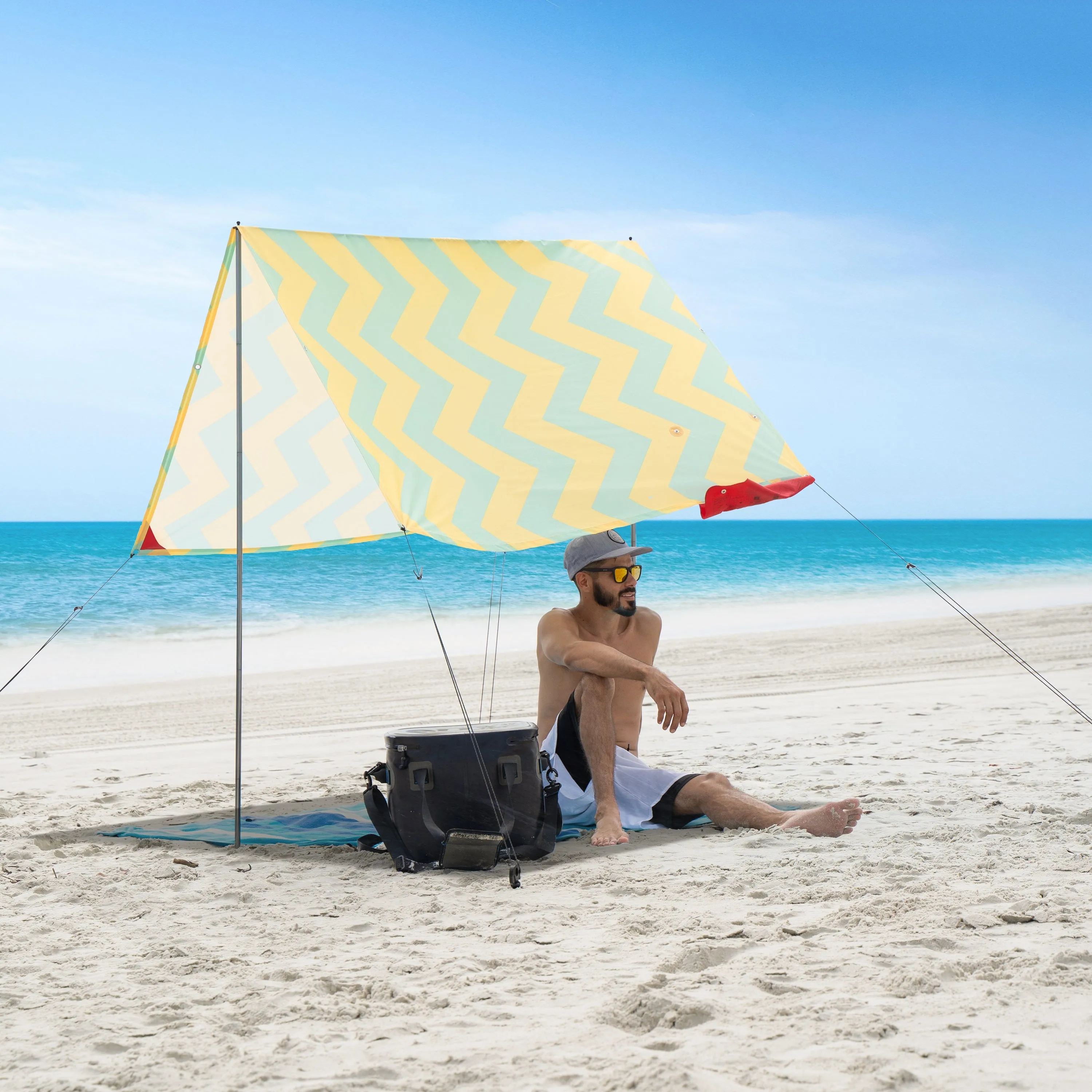 Red Suricata TeePee Beach Tent & Beach Canopy for 1-2 Persons,  UPF50 Sun Beach Shade, Akumal Style Sunshade