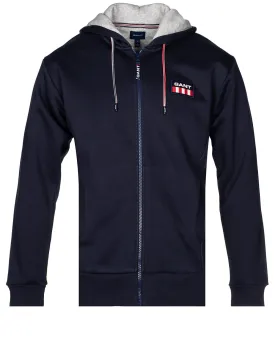 Retro Logo Full Zip Hoodie Evening Blue