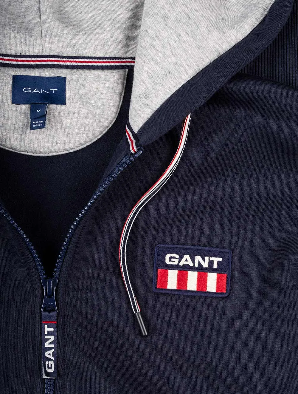 Retro Logo Full Zip Hoodie Evening Blue