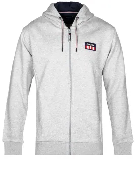 Retro Logo Full Zip Hoodie Light Grey Melange