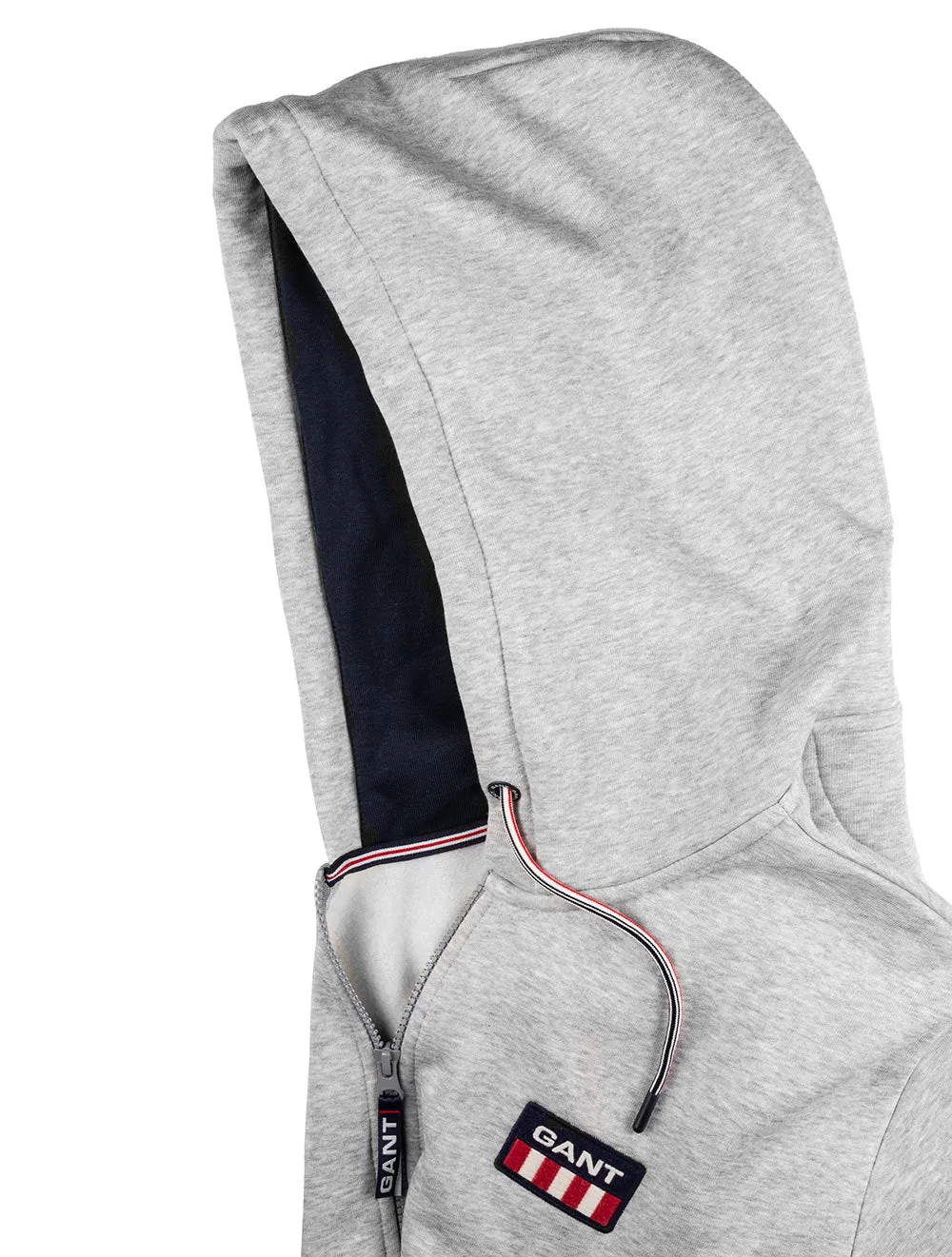 Retro Logo Full Zip Hoodie Light Grey Melange