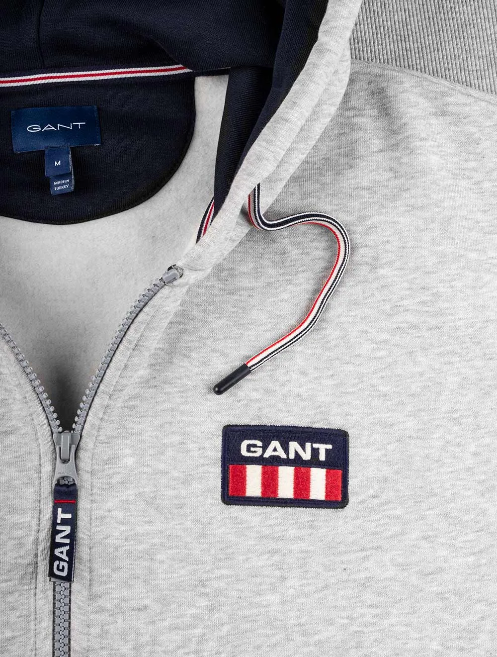 Retro Logo Full Zip Hoodie Light Grey Melange