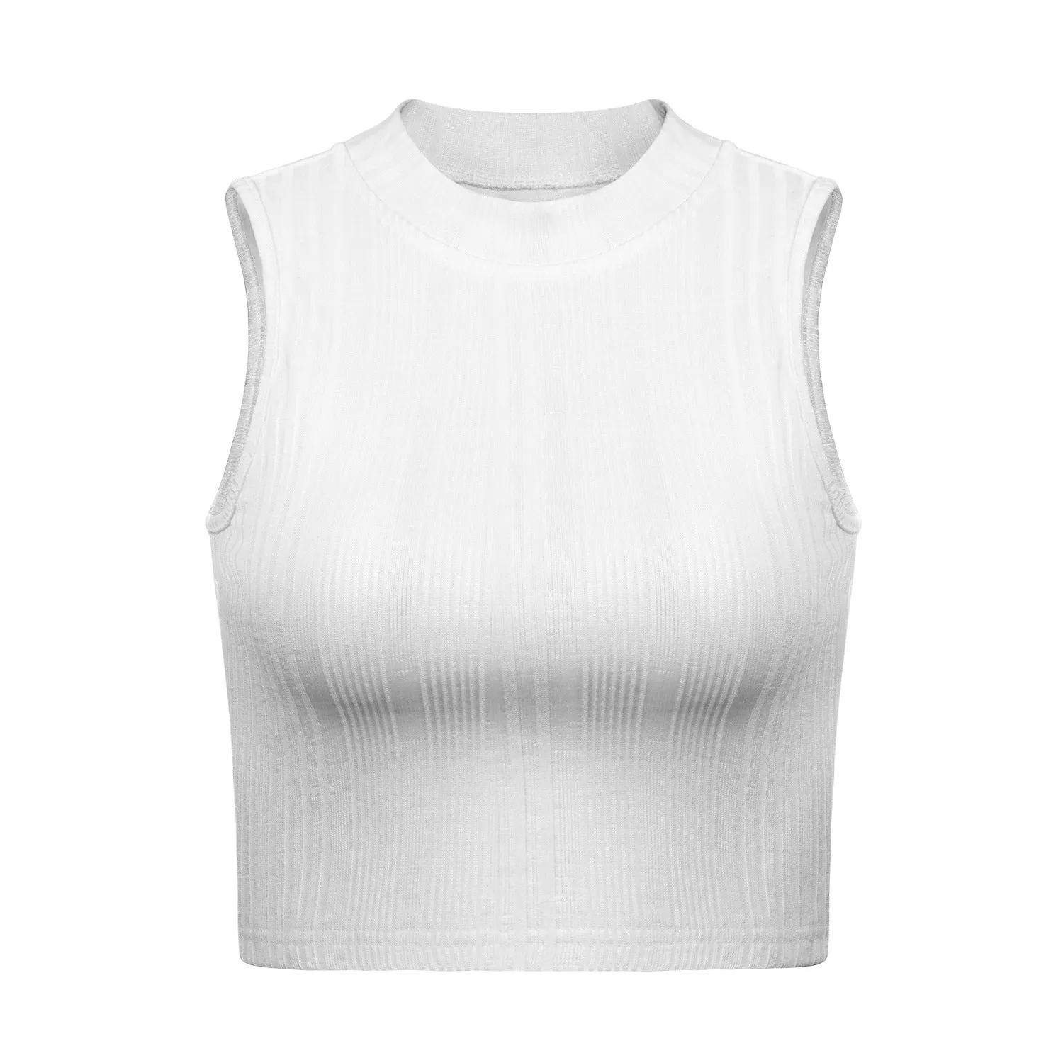 Round Neck Sleeveless Navel-revealing Short Crop Top Summer Bare Back Top