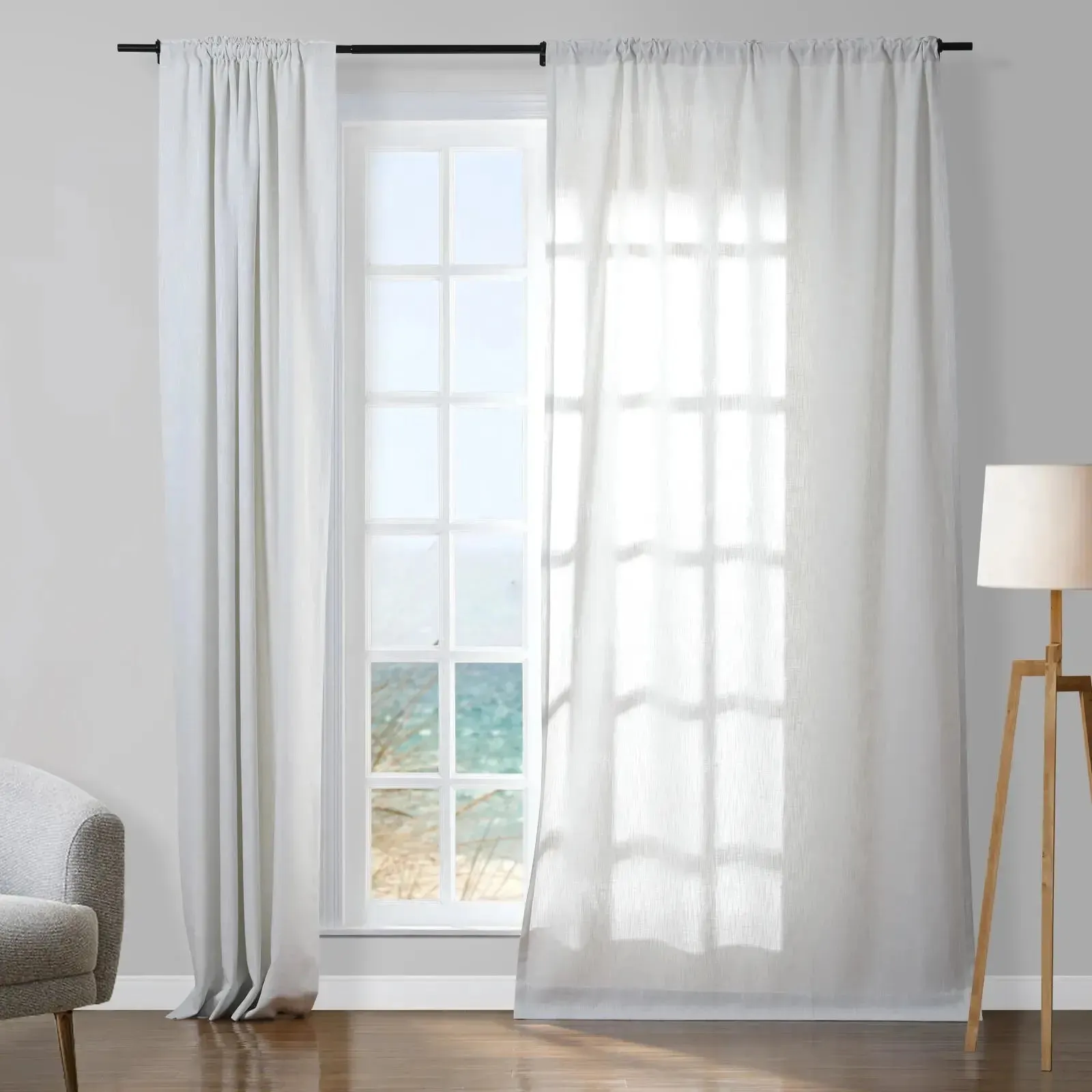 Sarai Textured Metallic Cotton Blend Curtain Soft Top