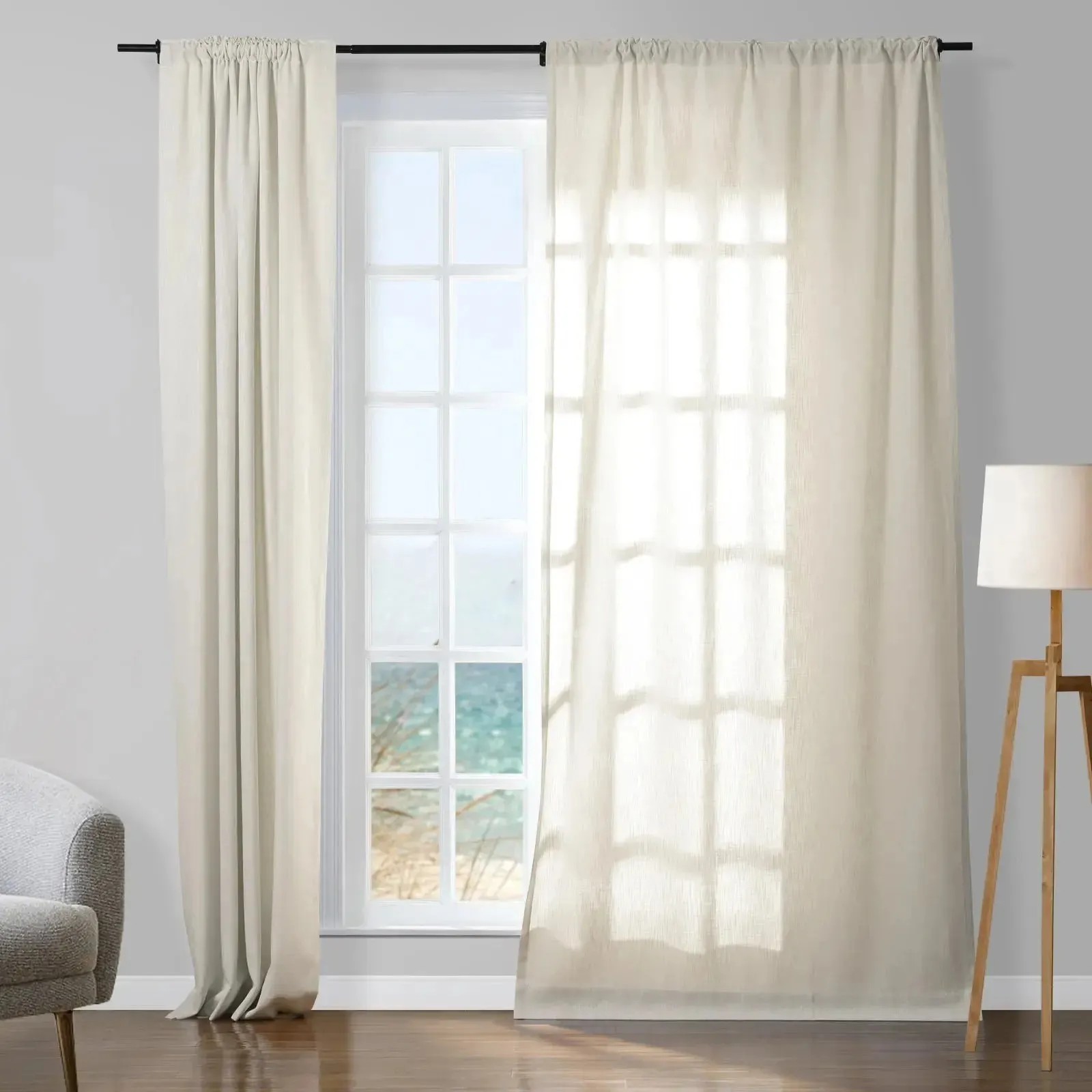 Sarai Textured Metallic Cotton Blend Curtain Soft Top
