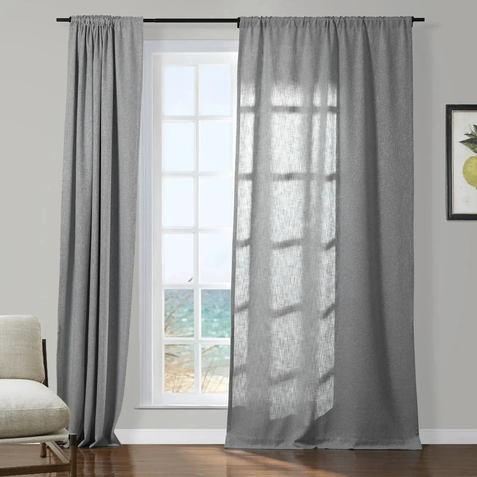 Sarai Textured Metallic Cotton Blend Curtain Soft Top