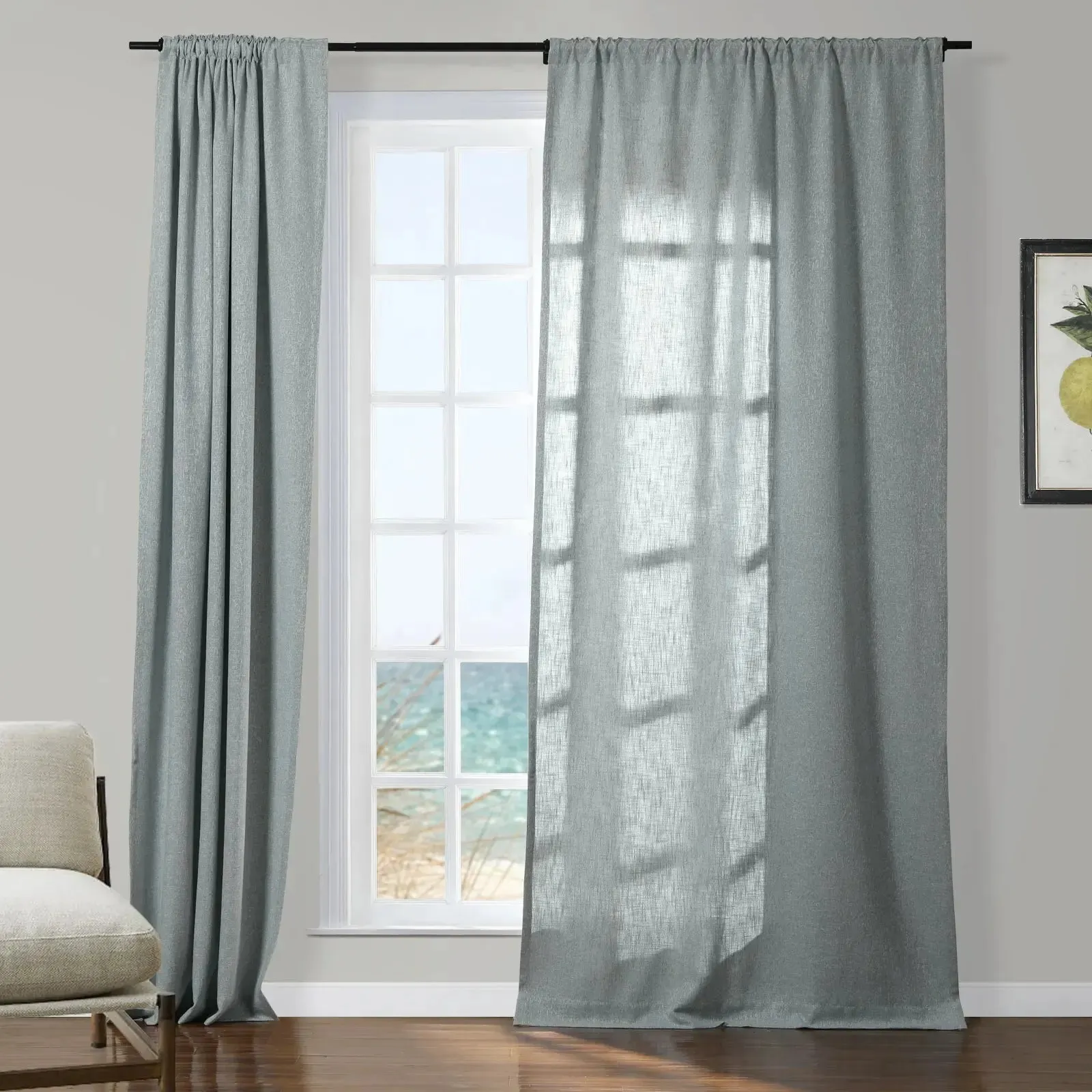 Sarai Textured Metallic Cotton Blend Curtain Soft Top