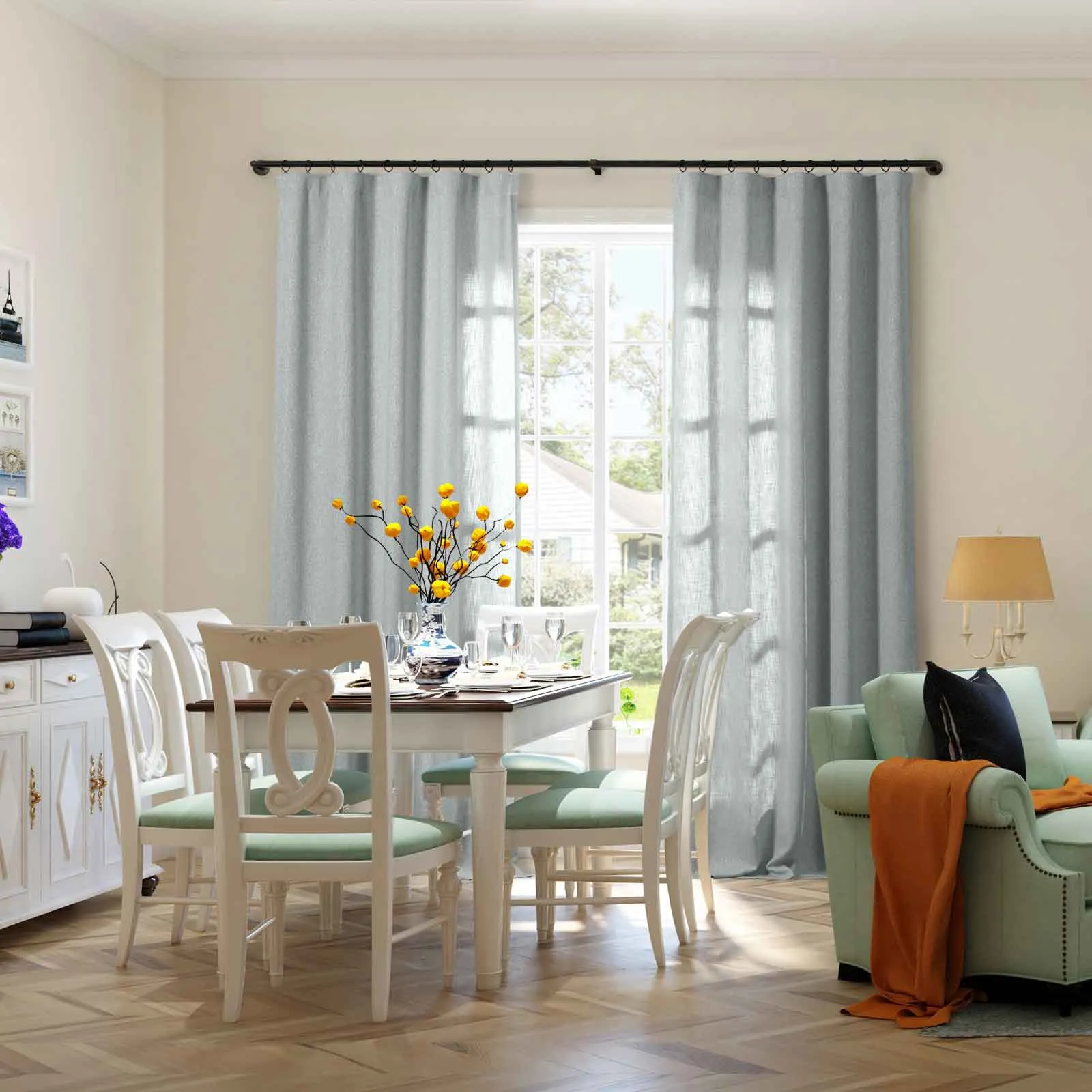 Sarai Textured Metallic Cotton Blend Curtain Soft Top