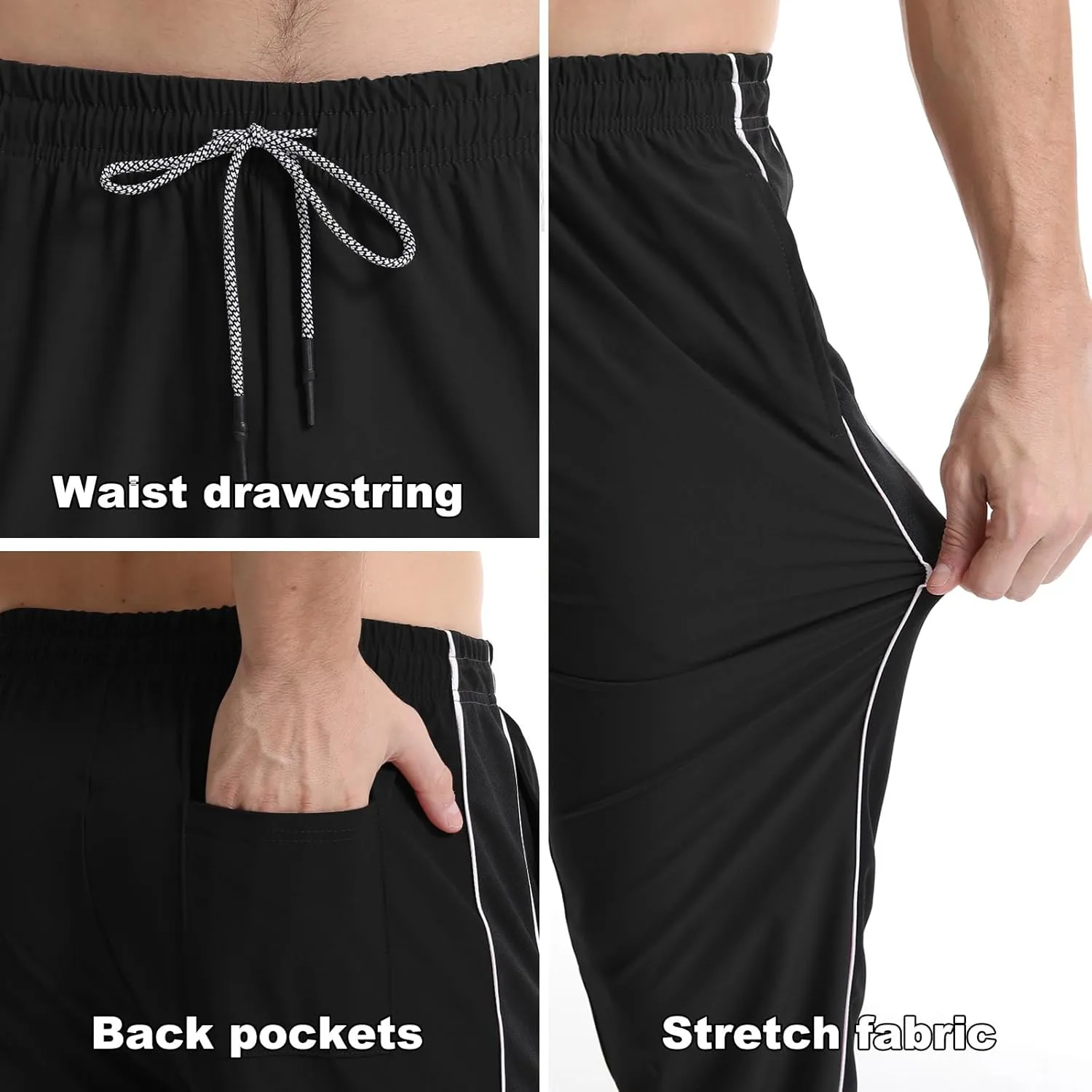 Suwangi Men's Athletic Running Pants Active Lightweight Workout Joggers Quick Dry Gym Loose Fit Sweatpants with Pockets
