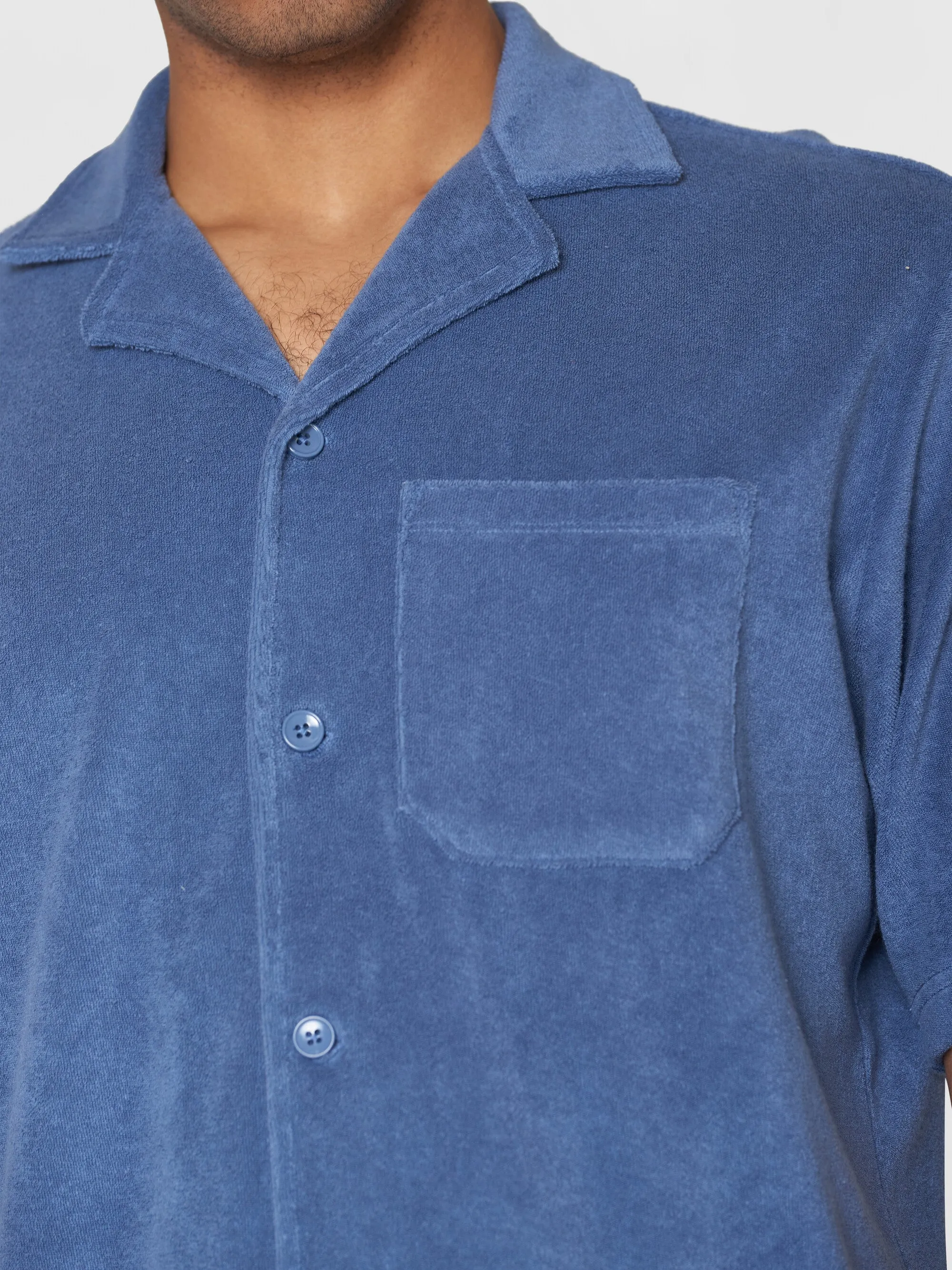 Terry loose short sleeve shirt - Moonlight Blue