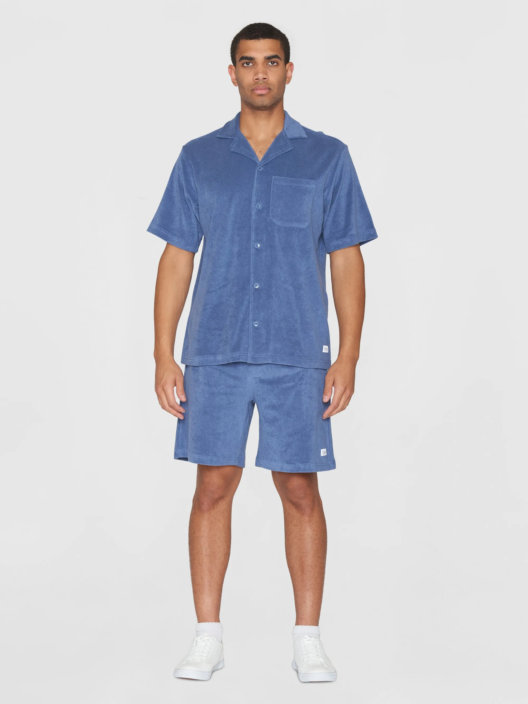 Terry loose short sleeve shirt - Moonlight Blue