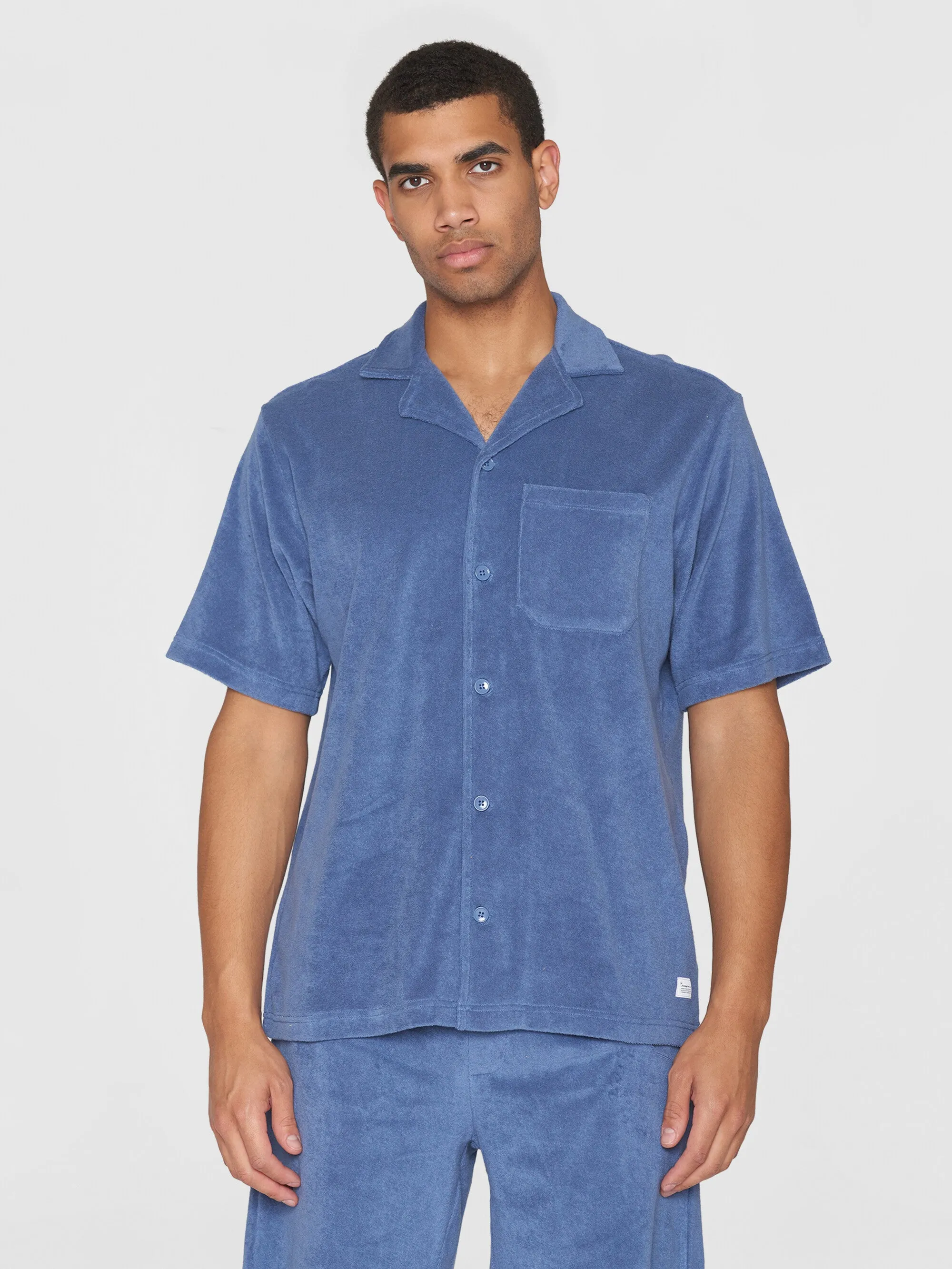 Terry loose short sleeve shirt - Moonlight Blue