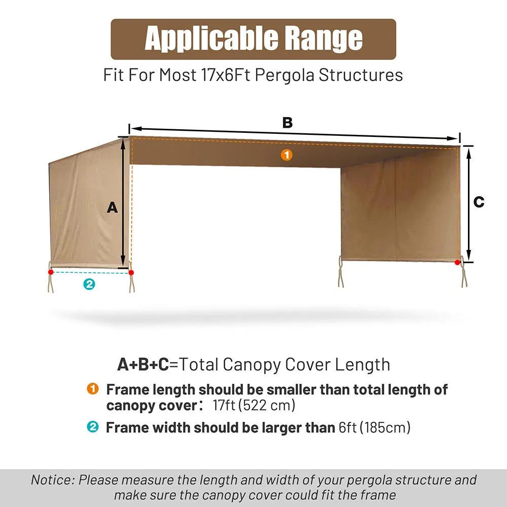 TheLAShop 17x6.7 ft Pergola Canopy Replacement Shade Cover