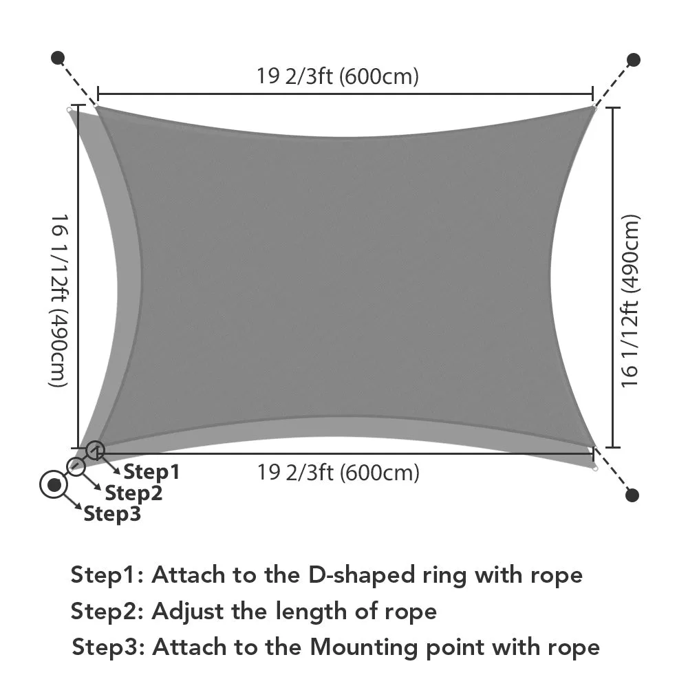 TheLAShop 20'x16' Rectangle Outdoor Sunshade Sail Patio