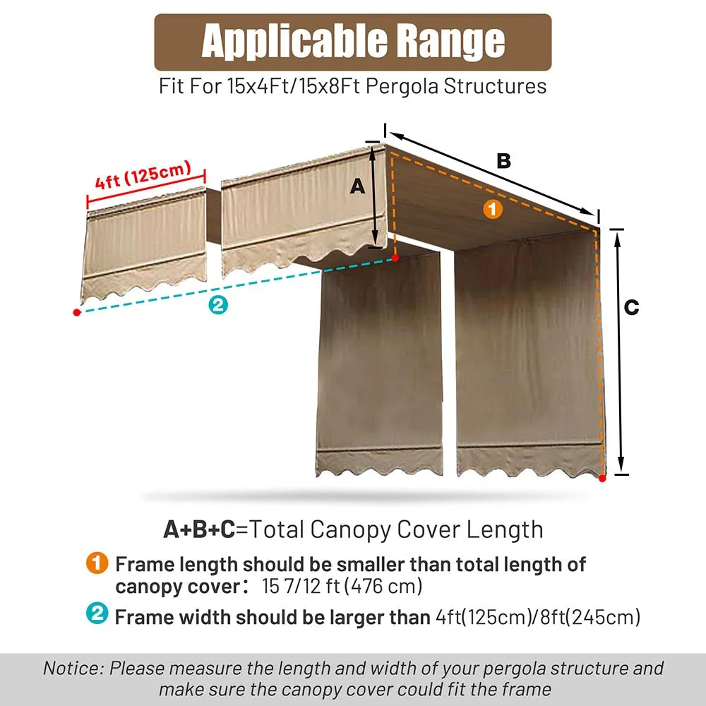 TheLAShop 2pcs 15'7" x 4'1" Pergola Shade Canopy Replacement Cover