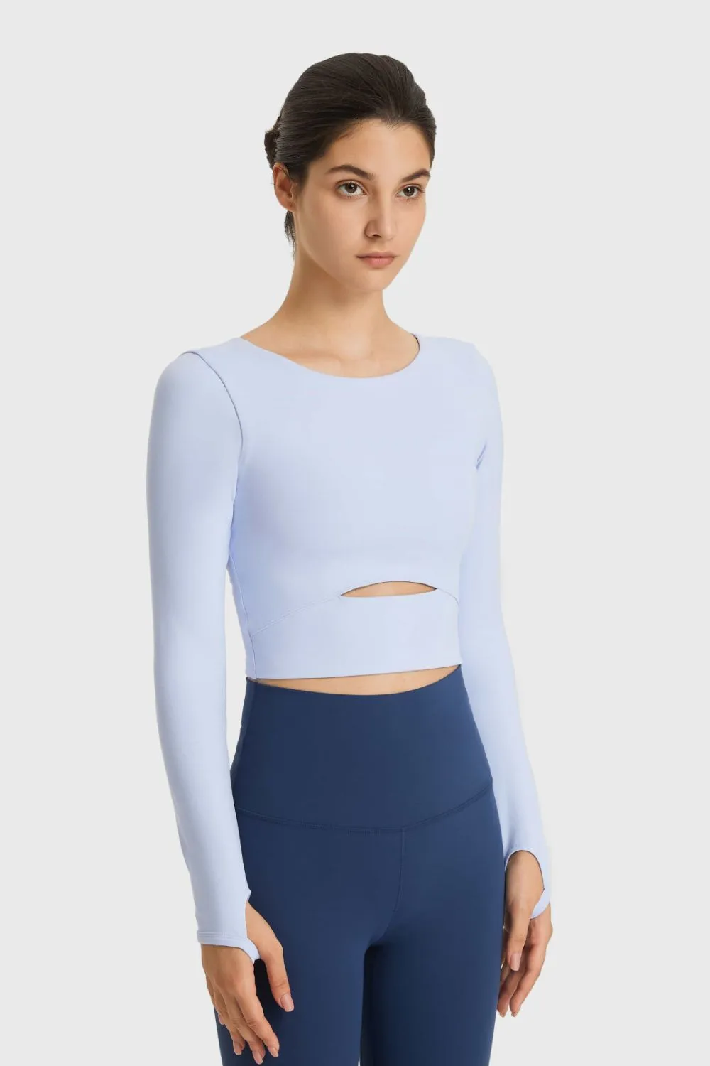Train Like A Beast Cutout Long Sleeve Cropped Sports Top